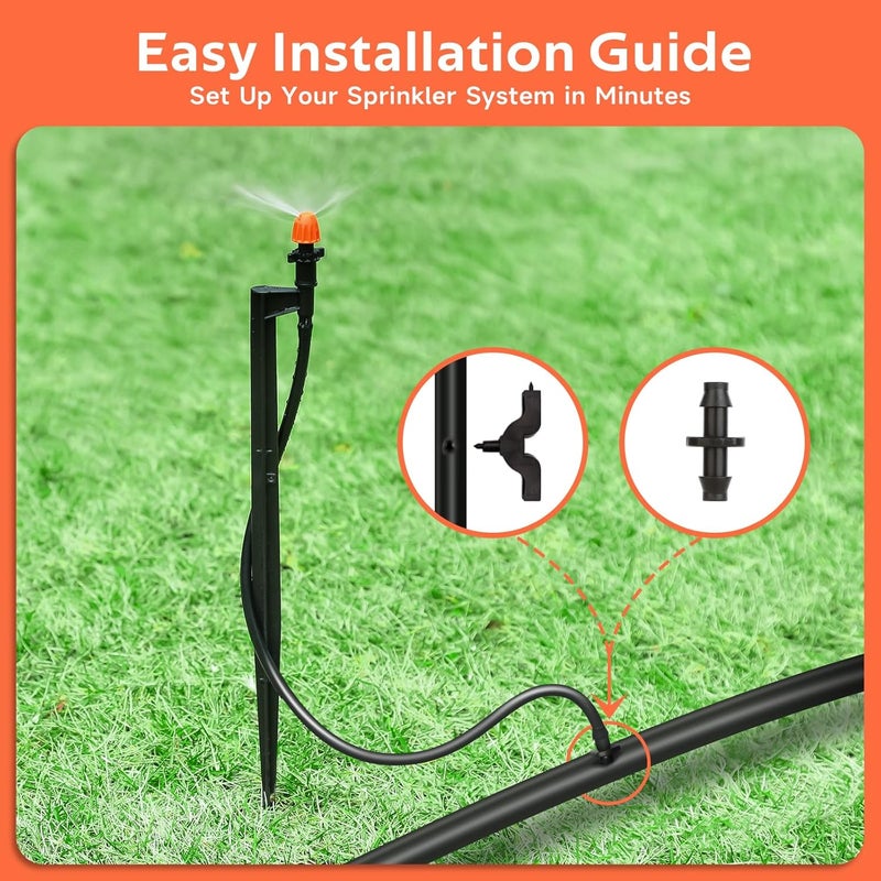 La Farah 180 Degree Irrigation Sprinkler Heads: Micro Sprinkler Nozzle on 12 Inch Stake with 1/4" Tubing - Drip Spray Emitters for Garden Irrigation System - Image 3